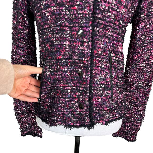 White House Black Market WHBM Amalfi Pink Kiss Tweed Button Blazer Office Jacket - Picture 3 of 14